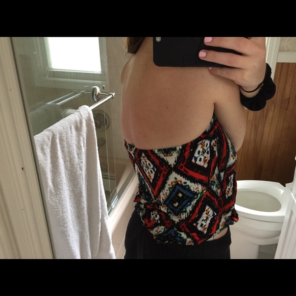 Patterned Backless Halter Tank Top - Picture 2 of 2